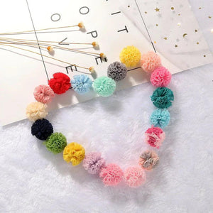 24Pcs/Lot 25mm Lace Gauze Elastic Flower Ball DIY Plush Pompom Mesh Pendant