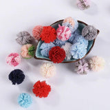 24Pcs/Lot 25mm Lace Gauze Elastic Flower Ball DIY Plush Pompom Mesh Pendant