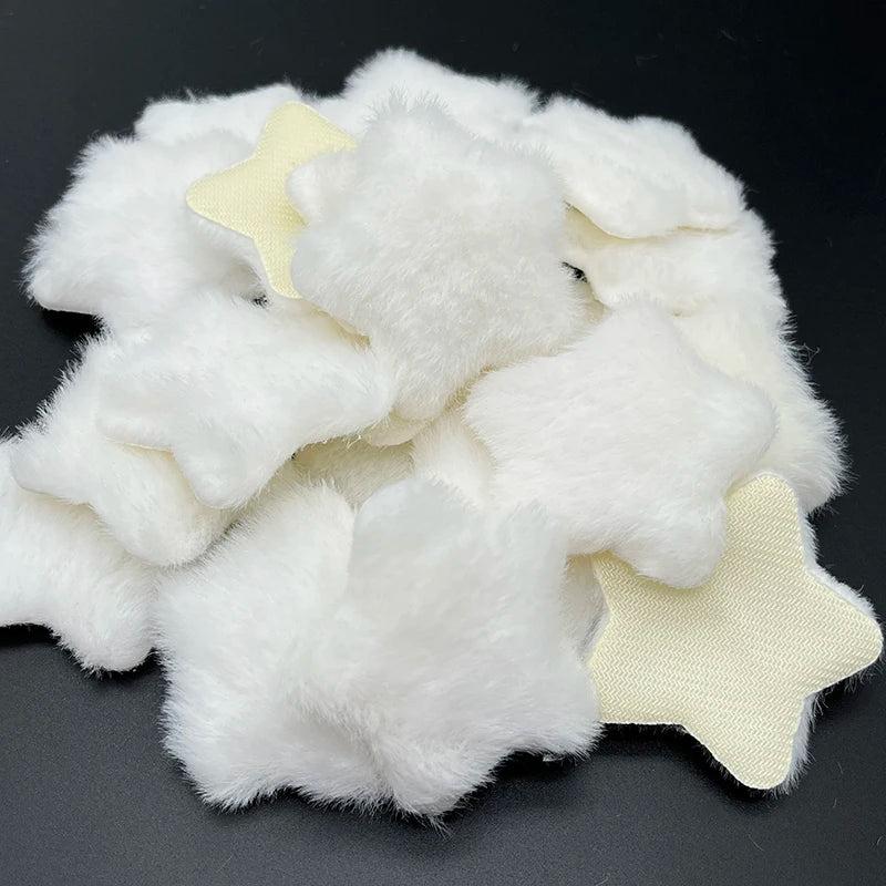 20pcs 50mm Plush Star Shape Padded Mink Hair Applique DIY Sewing Supplies