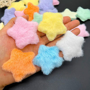20pcs 50mm Plush Star Shape Padded Mink Hair Applique DIY Sewing Supplies