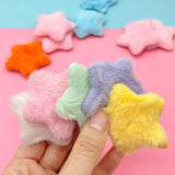 20pcs 50mm Plush Star Shape Padded Mink Hair Applique DIY Sewing Supplies