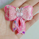 10pcs Pink Double Bow Padded Appliques for DIY Craft