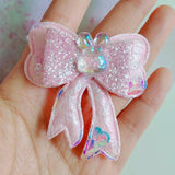 10pcs Pink Double Bow Padded Appliques for DIY Craft