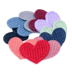 20 Pcs Mini Heart Cotton Knitting Flower for Decoration DIY Crafts