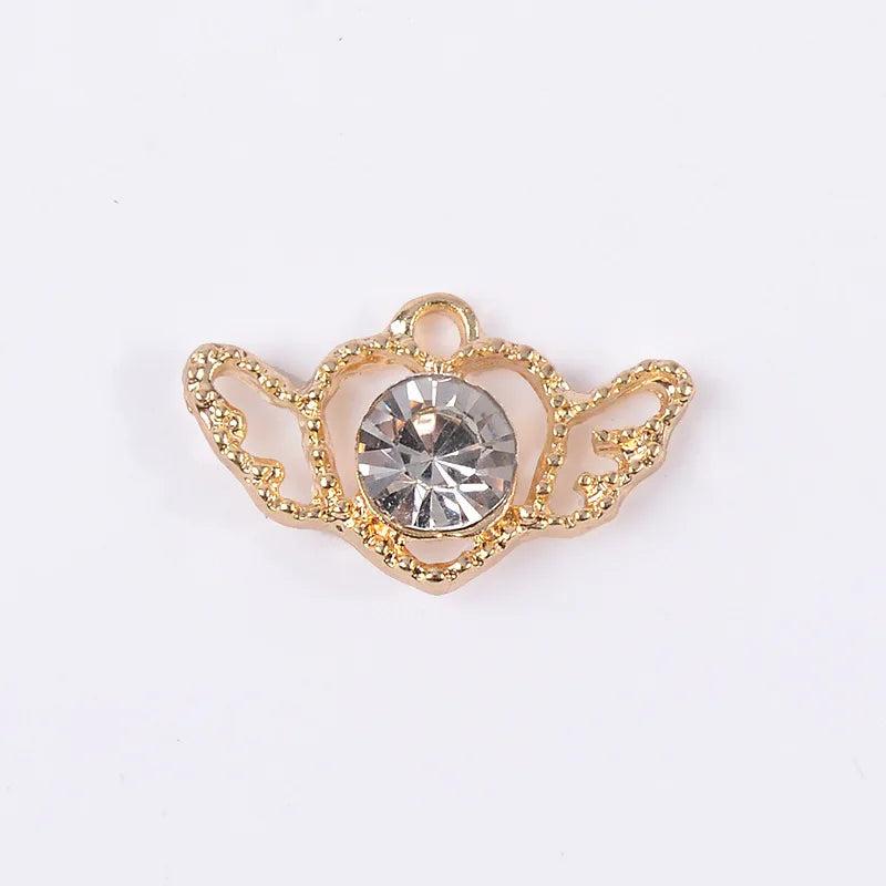 10 Pcs/Lot Angel Love Rhinestone Diamond Buttons Clasp Necklace Bracelet DIY