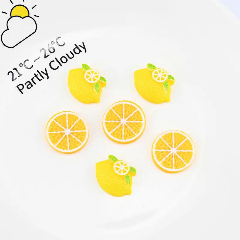 30PCS Fruit Lemon Resin Accessories DIY Handwork Pendant Phone Case Decoration