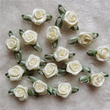 Apricot Mini Silk Rose Flowers Heads Satin Ribbon Appliques DIY Wedding Decor