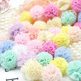 25mm Lace Gauze Pom Pom Elastic Flowers Balls DIY Plush Pompom Pendant