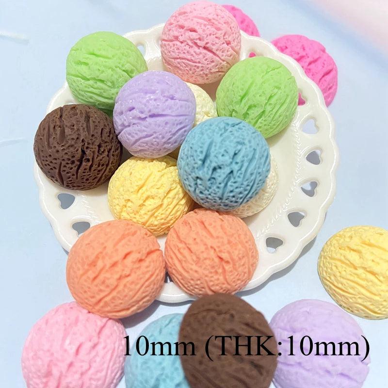 20Pcs Mixed Style Ice Cream Ball Resin Food Decor Brooch Magnet DIY Crafts