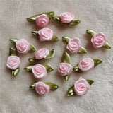Mini Rose Flower Heads Satin Ribbon Appliques DIY Wedding Decor