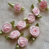 Mini Rose Flower Heads Satin Ribbon Appliques DIY Wedding Decor