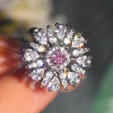 Princess Snowflake Zircon Ring 925 Stamp Wedding Ornament Gift