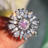 Princess Snowflake Zircon Ring 925 Stamp Wedding Ornament Gift