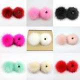 Colorful Dark Buckle Faux Fox Fur Pompom Women Caps Shoes Accessory