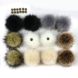 Colorful Dark Buckle Faux Fox Fur Pompom Women Caps Shoes Accessory
