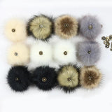Colorful Dark Buckle Faux Fox Fur Pompom Women Caps Shoes Accessory