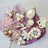10 pcs Pearl Rhinestone Buttons Flatback Flower Brooch Embellishments