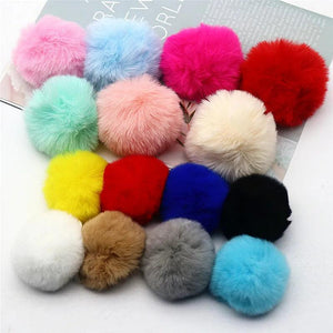 20pcs Fluffy Soft Pompon Faux Fur Ball DIY Keychain Pendant