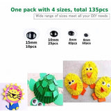 135Pcs Plastic Wiggle Eyes Self-Adhesive Moving Googly Eyes for Crafts