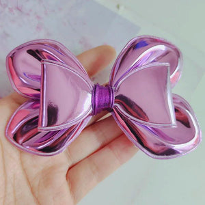 6pcs PU Oversize Bow Appliques Hair Accessories DIY Craft