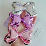 6pcs PU Oversize Bow Appliques Hair Accessories DIY Craft