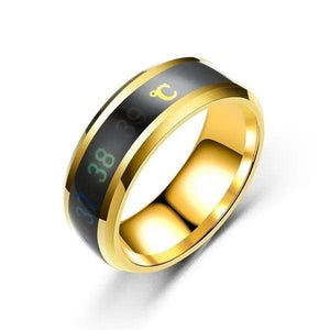 Smart Display Temperature Couple Ring Gold/Silver Alphabet Stainless Steel