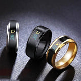 Smart Display Temperature Couple Ring Gold/Silver Alphabet Stainless Steel