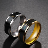 Smart Display Temperature Couple Ring Gold/Silver Alphabet Stainless Steel