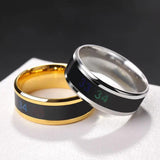 Smart Display Temperature Couple Ring Gold/Silver Alphabet Stainless Steel
