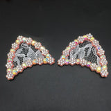 20Pcs Rhinestone Cat Ear Padded Applique for DIY Clothes Shoes Hat Headwear
