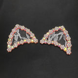 20Pcs Rhinestone Cat Ear Padded Applique for DIY Clothes Shoes Hat Headwear