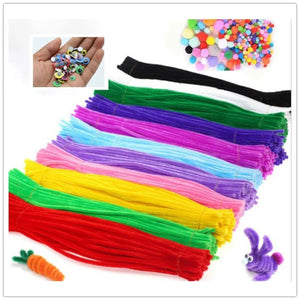 Chenille Stems Pipe Cleaners Plush Stick Pompoms Kids Educational Toys