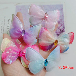 10pcs Double-Layer Butterfly Padded Appliques Bow Hair Accessories