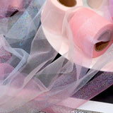 25 Yds Rainbow Foil Dot Tulle Roll Organza Gauze Fabric Baby Shower Party