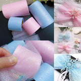 25 Yds Rainbow Foil Dot Tulle Roll Organza Gauze Fabric Baby Shower Party