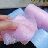 25 Yds Rainbow Foil Dot Tulle Roll Organza Gauze Fabric Baby Shower Party