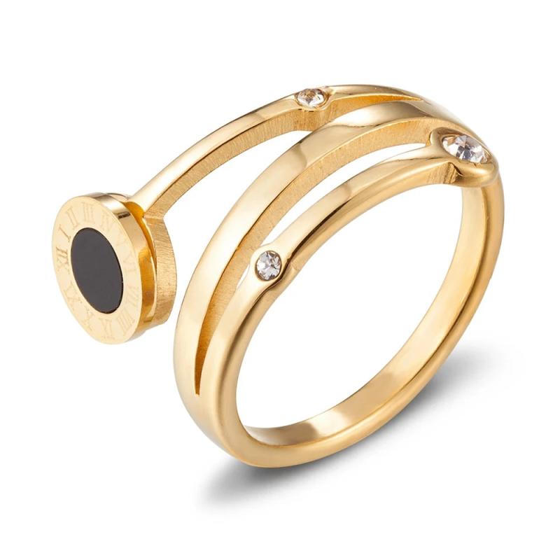 Geometric Multilayer Ring Stainless Steel Cubic Zircon Ring