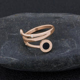 Geometric Multilayer Ring Stainless Steel Cubic Zircon Ring
