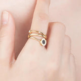 Geometric Multilayer Ring Stainless Steel Cubic Zircon Ring