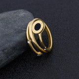 Geometric Multilayer Ring Stainless Steel Cubic Zircon Ring