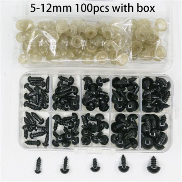 100pcs Plastic Safety Eyes for Toys DIY Crafts Teddy Bear Eye 6mm 8mm 10mm 12mm