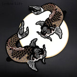 2PCS Fish Embroidery Cloth Stickers Chinese Style Carp Applique Clothes Sticker