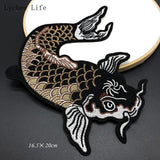 2PCS Fish Embroidery Cloth Stickers Chinese Style Carp Applique Clothes Sticker