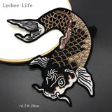 2PCS Fish Embroidery Cloth Stickers Chinese Style Carp Applique Clothes Sticker