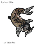 2PCS Fish Embroidery Cloth Stickers Chinese Style Carp Applique Clothes Sticker