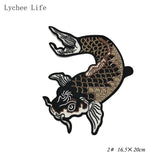 2PCS Fish Embroidery Cloth Stickers Chinese Style Carp Applique Clothes Sticker
