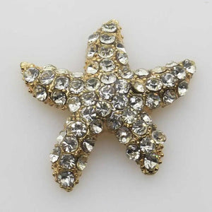 30mm 5Pcs/lot Starfish Pearl Crystal Rhinestone Metal Embellishment Buttons