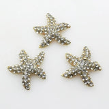 30mm 5Pcs/lot Starfish Pearl Crystal Rhinestone Metal Embellishment Buttons