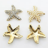 30mm 5Pcs/lot Starfish Pearl Crystal Rhinestone Metal Embellishment Buttons