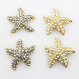 30mm 5Pcs/lot Starfish Pearl Crystal Rhinestone Metal Embellishment Buttons
